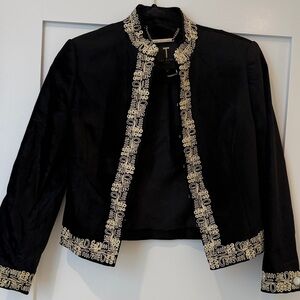 Ted Baker London Black and Cream velvet Embroidered Bolero